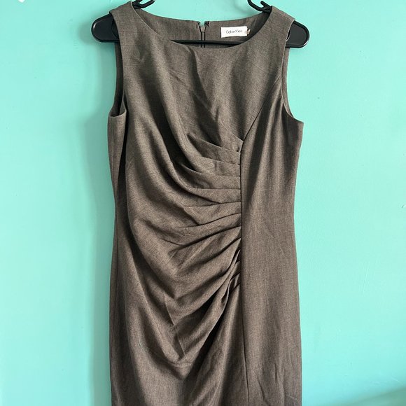 NWOT Calvin Klein Wear To Work Pleated Sleeveless Gray Dress Size 6 - Picture 1 of 5